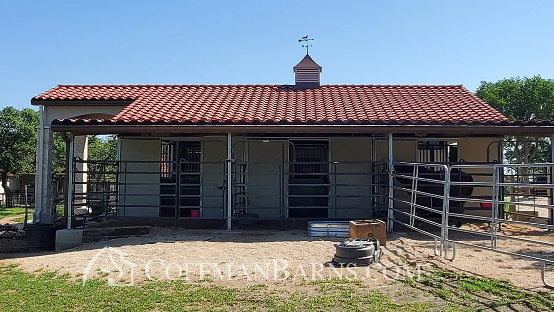 Custom Stucco Texas Barn Project by Coffman Barns