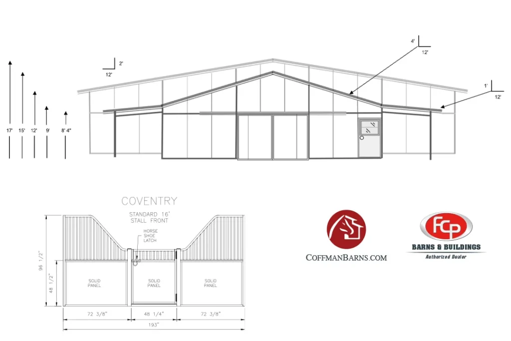 Multi purpose Horse Barn Project by Coffman Barns Elevation