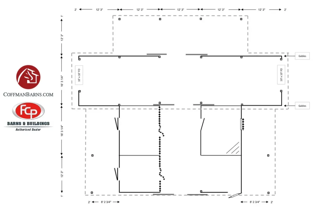Multi purpose Horse Barn Project by Coffman Barns Floor Plan