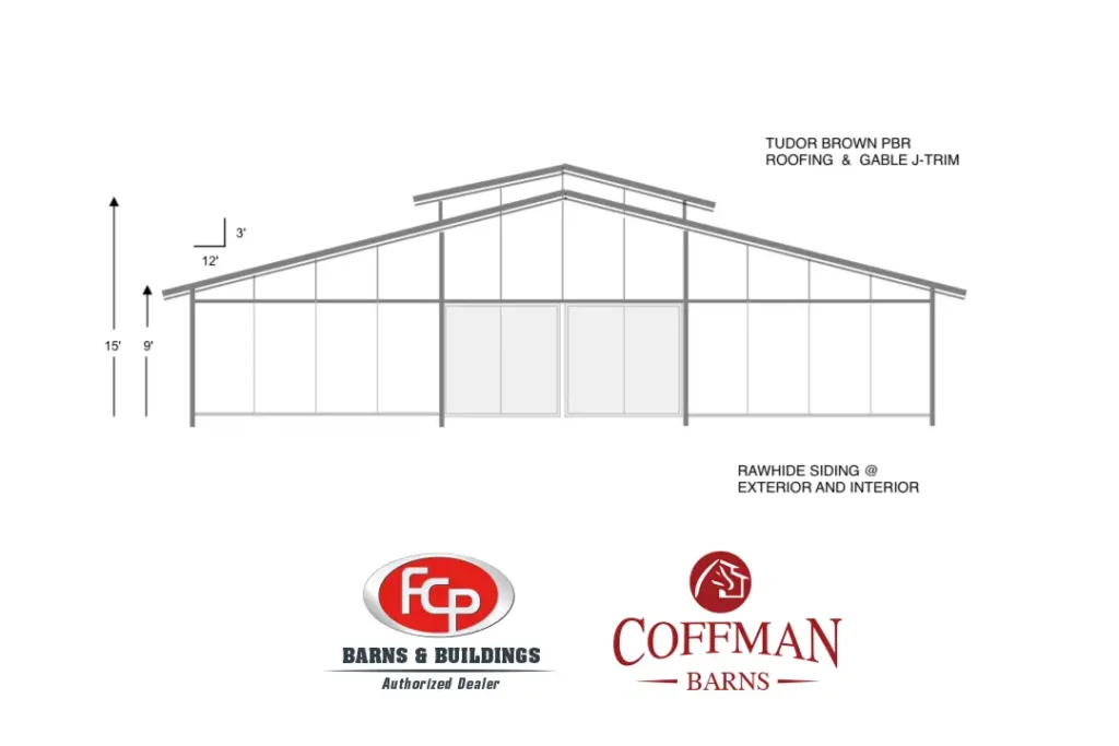 Nebraska Horse Training Barn Case Study by Coffman Barns - Elevation Image