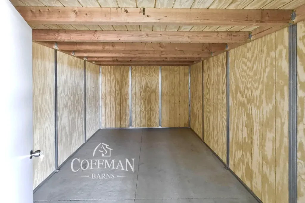 Nebraska Horse Training Barn Case Study by Coffman Barns - Interior T-1-11 Tack Room Image