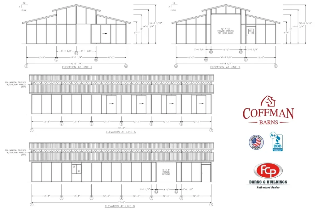 Custom Hybrid Workshop Barn by Coffman Barns Elevation Image
