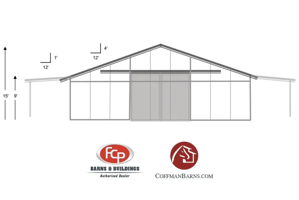 Horse Stall and Equipment Barn by Coffman Barns Elevation Image